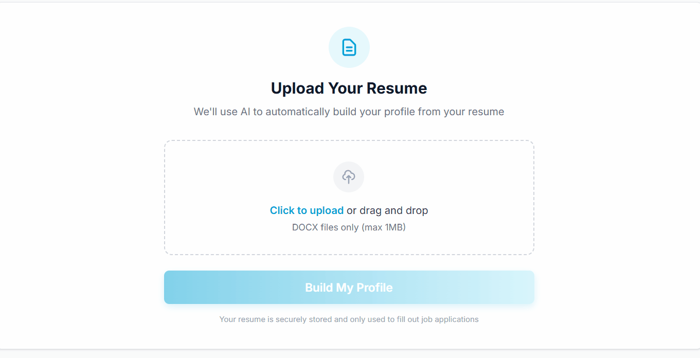 Profile builder with resume upload
